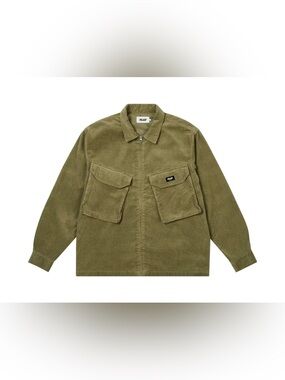 Palace Cord Pdu Overshirt Olive FW24 Green Corduroy Logo Jacket Full Zip Size XL